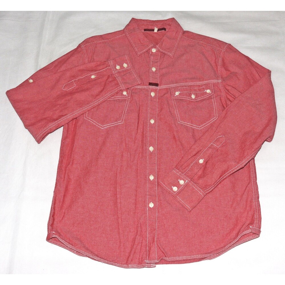 Blue Marithe Francois Girbaud Men's Long Sleeve Button Front Shirt Size Large